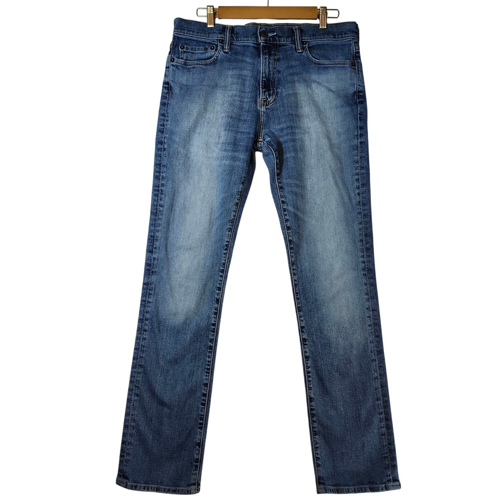 Abercrombie & Fitch A&F Stretch Straight Leg Jeans Medium Wash Blue Mens 33x32